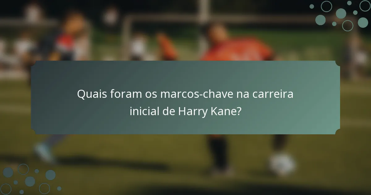 Quais foram os marcos-chave na carreira inicial de Harry Kane?
