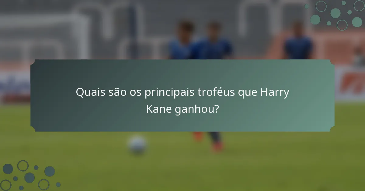Quais são os principais troféus que Harry Kane ganhou?