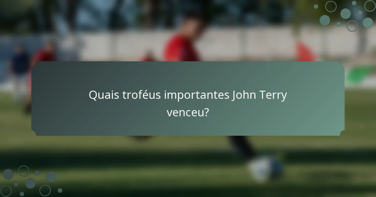 Quais troféus importantes John Terry venceu?