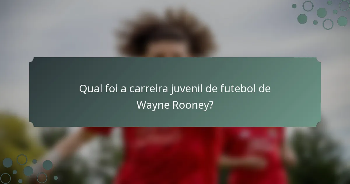 Qual foi a carreira juvenil de futebol de Wayne Rooney?